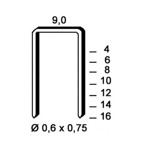 Agrafes V-06 galvanisées 9x6mm ALSAFIX