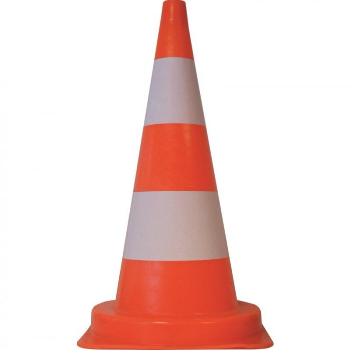 Cône de chantier PVC hauteur de 75cm (orange/2 ba
