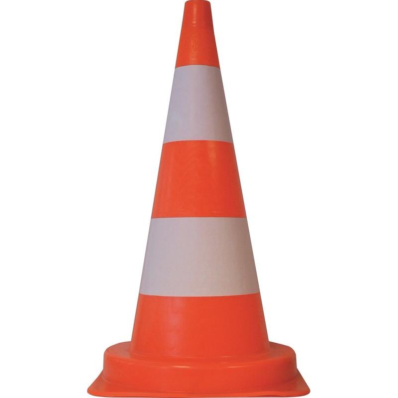 Cône de chantier PVC hauteur de 75cm (orange/2 ba