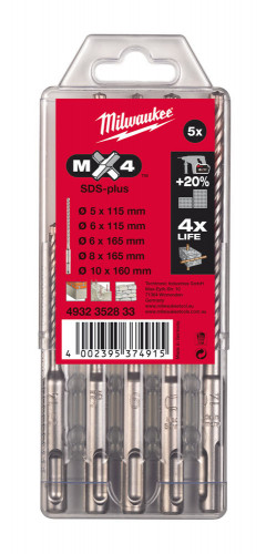 Coffret 5 Forets beton SDS+ MILWAUKEE (4 têtes)