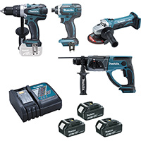 Pack DDF458/DTD152/DGA452/DHR202)18V 3x4Ah+Trolley