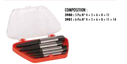 Coffret de 5 extracteurs queue cochon Eco  (3 à 1