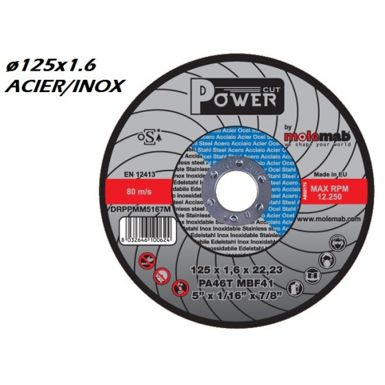 Disque à tronçonner Super INOX plat F100 diam 12