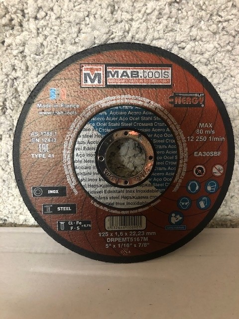 Disque à tronçonner Acier/Inox plat diam 125mm x