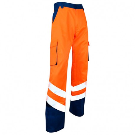 Pantalon Haute Visibilité T46 orange fluo/bleu nu