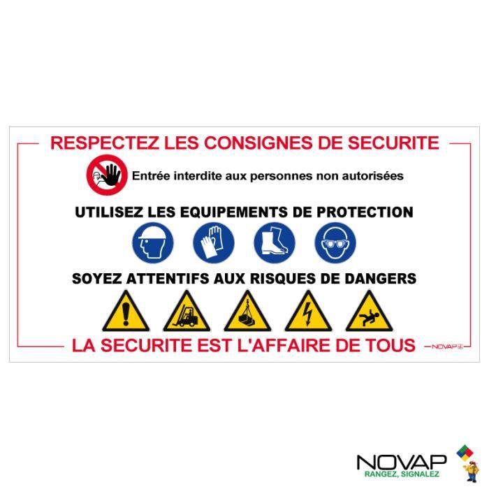 Panneau de chantier 9 consignes (800mmx400mm)