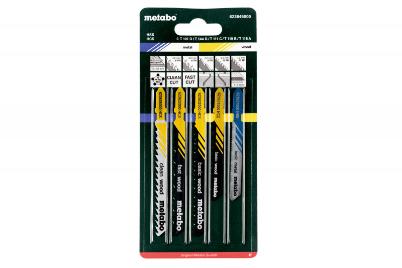 Assortiment de 5 lames scie Saut (bois/métal/plas
