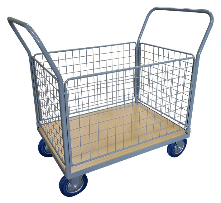 Chariot plateau bois 250 kg avec 2 dossiers + 4 cô