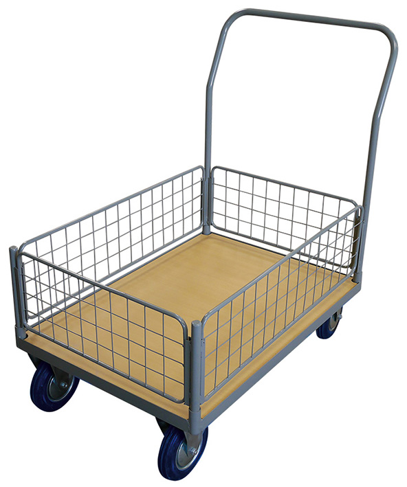 Chariot plateau bois 250 kg avec 1 dossier + 1 pan