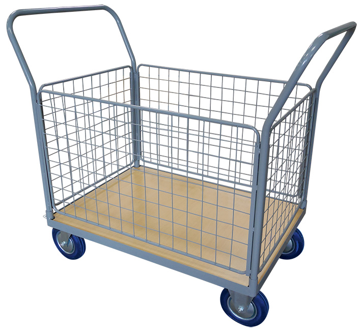 Chariot plateau bois 500 kg avec 2 dossiers + 4 cô