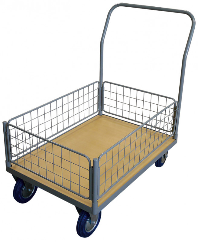 Chariot plateau bois 500 kg avec 1 dossier + 1 pan