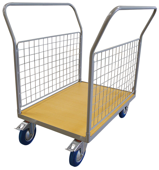 Chariot plateau bois 500 kg avec 2 dossier grillag